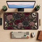 Dark Roses with Skulls and Moths desk mat — product mockup 2