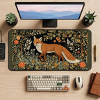 Red Fox in a Flowering Wood desk mat — product mockup 2