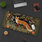 Red Fox in a Flowering Wood desk mat — product mockup 3
