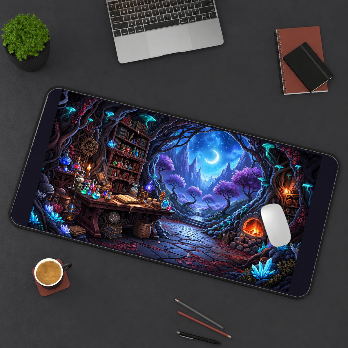 Wizard Study and Moonlit Woods desk mat — product mockup 3