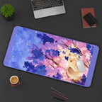 Golden Fox in Pink Sakura desk mat — product mockup 3