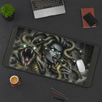 Snake Haired Gorgon and Open Fangs desk mat — product mockup 3