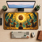 Squirrels beneath a Glowing Walnut desk mat — product mockup 2