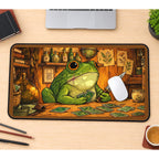 Frog Merchant at a Card Table desk mat — product mockup 1