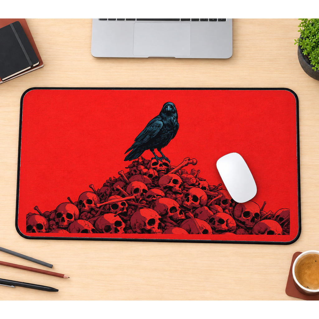 Raven above a Heap of Skulls desk mat — product mockup 1