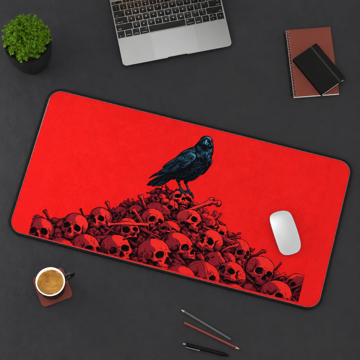 Raven above a Heap of Skulls desk mat — product mockup 3