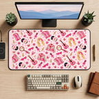 Pink Cowgirl Music Pattern desk mat — product mockup 2