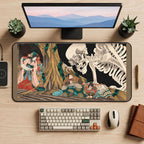 Giant Skeleton behind a Screen desk mat — product mockup 2