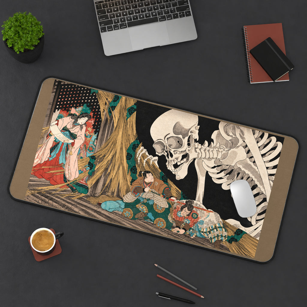 Giant Skeleton behind a Screen desk mat — product mockup 3