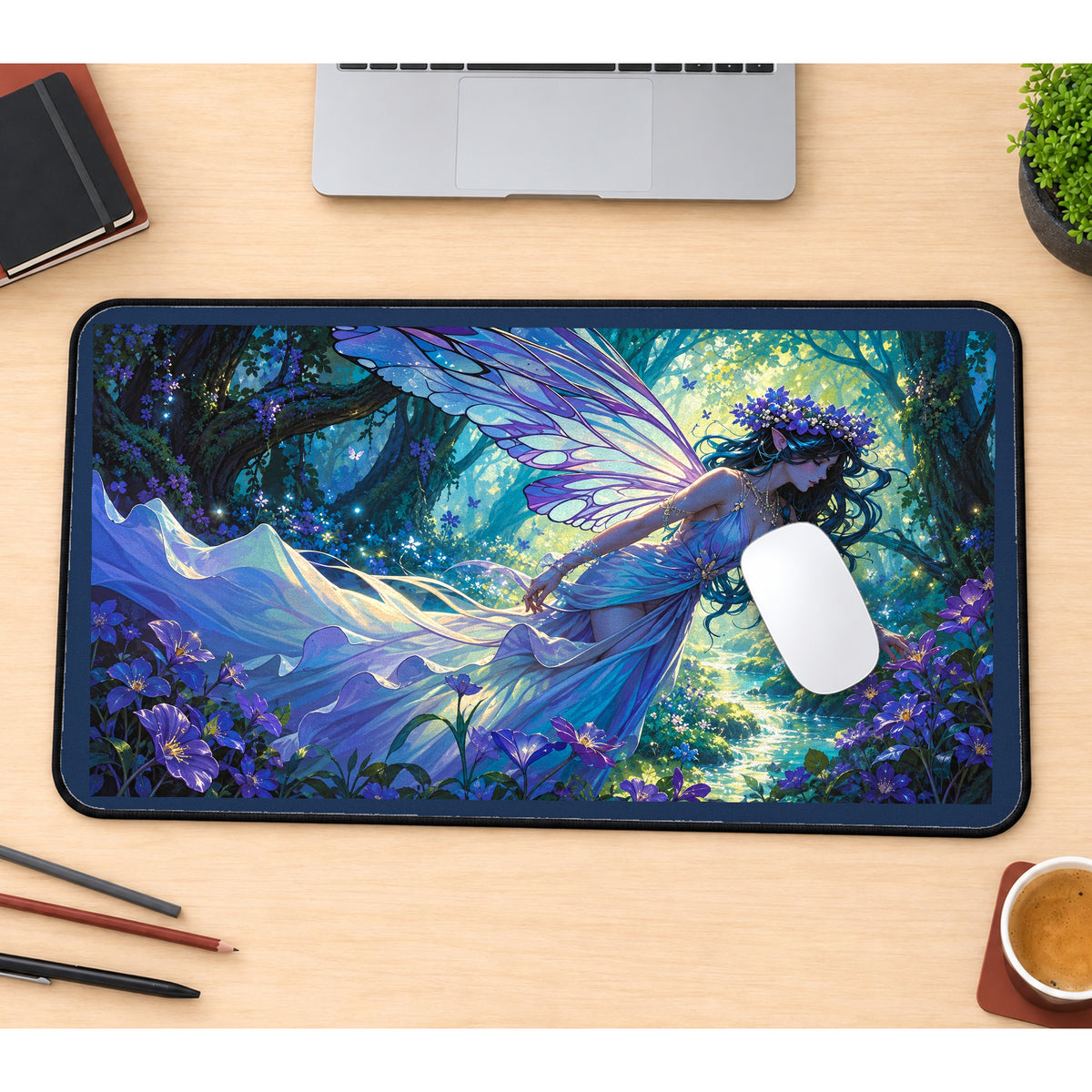Butterfly Winged Forest Fairy desk mat — product mockup 1