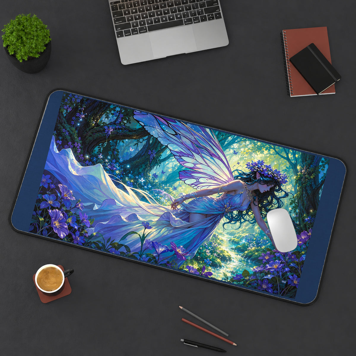 Butterfly Winged Forest Fairy desk mat — product mockup 3