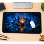 Blue Lotus with a Fiery Center desk mat — product mockup 1