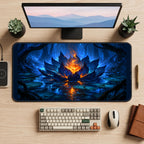 Blue Lotus with a Fiery Center desk mat — product mockup 2
