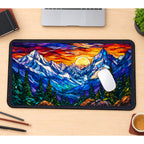 Mountain Sunset in Jewel Colors desk mat — product mockup 1