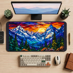 Mountain Sunset in Jewel Colors desk mat — product mockup 2