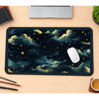 Golden Stars above Dark Clouds desk mat — product mockup 1