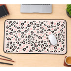 Pink and Black Leopard Spots desk mat — product mockup 1