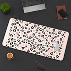 Pink and Black Leopard Spots desk mat — product mockup 3