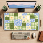 Pastel Bunny Garden Patchwork desk mat — product mockup 2