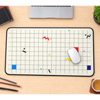 Cream Grid with Retro Squiggles desk mat — product mockup 1