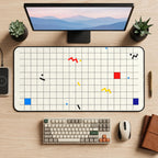 Cream Grid with Retro Squiggles desk mat — product mockup 2