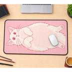 Pink Kitten with Raised Paws desk mat — product mockup 1