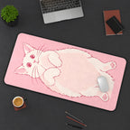 Pink Kitten with Raised Paws desk mat — product mockup 3