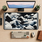 Black Mountains and White Ocean Foam desk mat — product mockup 2