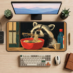 Raccoon Eating a Ramen Bowl desk mat — product mockup 2