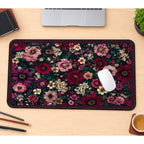 Burgundy Flowers on Dark Green desk mat — product mockup 1