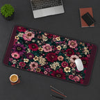Burgundy Flowers on Dark Green desk mat — product mockup 3