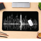 New York Skyline in White Lines desk mat — product mockup 1