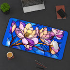 Pink Magnolias on Blue Glass desk mat — product mockup 3