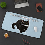 Black Cat with a Tiny Knife desk mat — product mockup 3