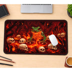 Red Eyed Frog in a Fiery Forest desk mat — product mockup 1