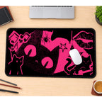Hot Pink Cat and Punk Icons desk mat — product mockup 1