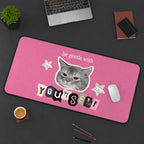 Be Gentle with Yourself Cat Collage desk mat — product mockup 3