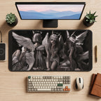 Three Pale Angels in Shadow desk mat — product mockup 2