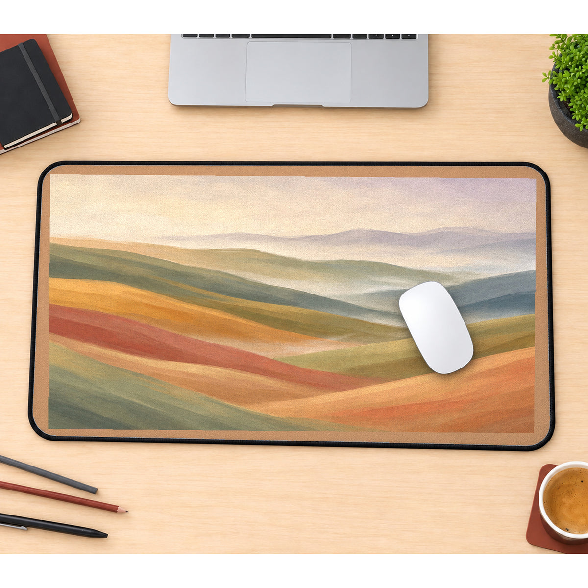 Sage and Amber Rolling Hills desk mat — product mockup 1