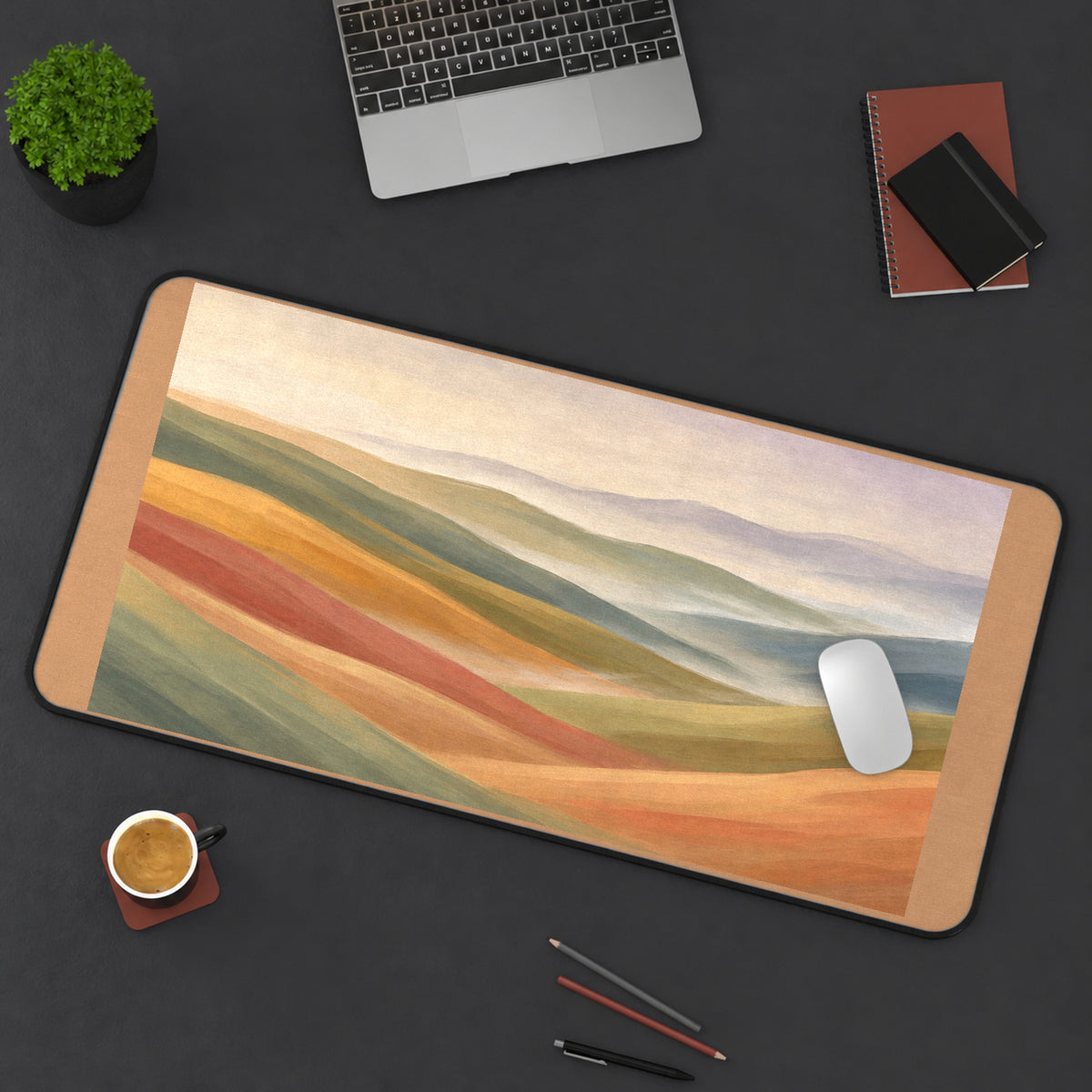 Sage and Amber Rolling Hills desk mat — product mockup 3