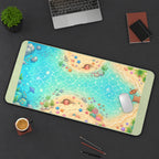 Kawaii Turquoise Beach Lagoon desk mat — product mockup 3