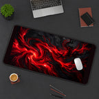 Crimson Swirls through a Black Void desk mat — product mockup 3