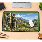Flower Covered Knight in a Valley desk mat — product mockup 1
