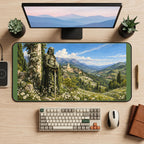 Flower Covered Knight in a Valley desk mat — product mockup 2
