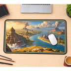 Ancient Temples and Future Cities desk mat — product mockup 1