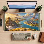 Ancient Temples and Future Cities desk mat — product mockup 2