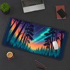 Meteor Shower above Pine Silhouettes desk mat — product mockup 3