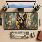 German Shepherd on a Patina Field desk mat — product mockup 2