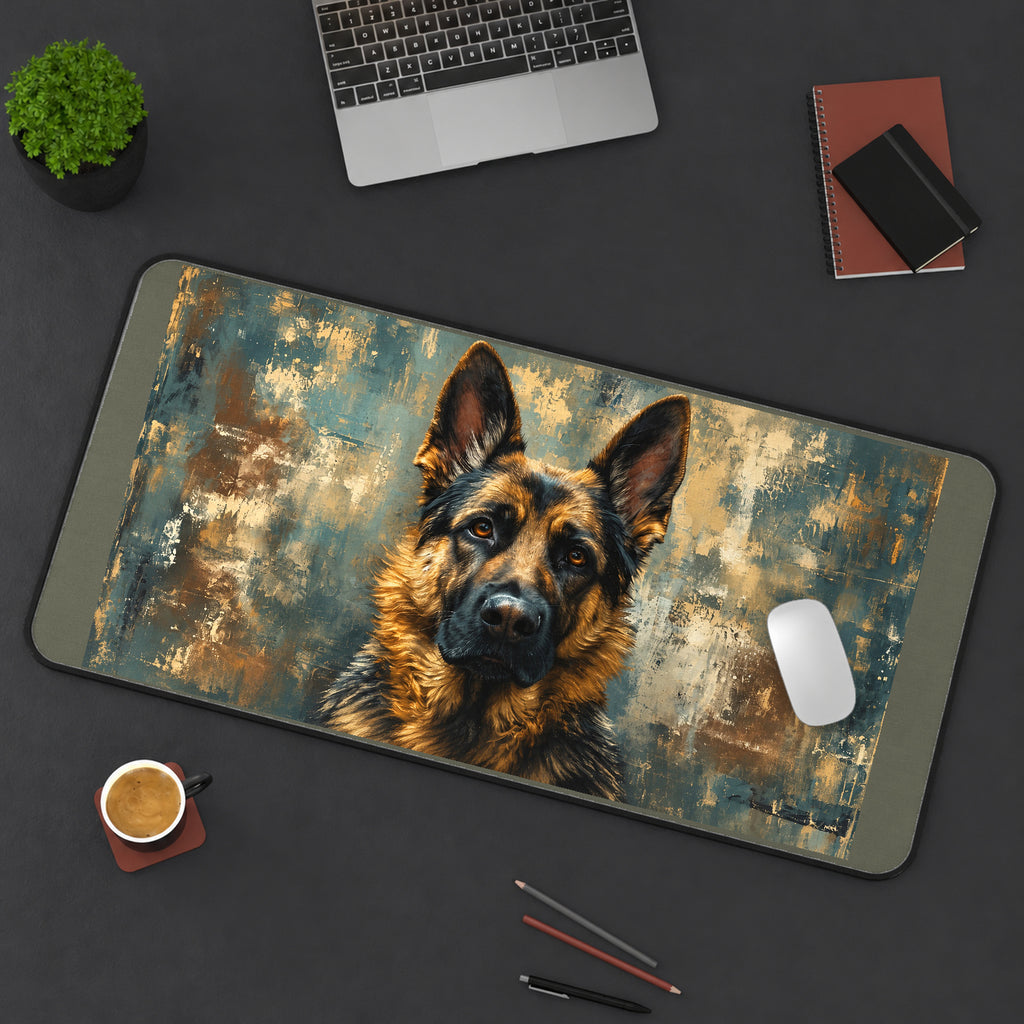 German Shepherd on a Patina Field desk mat — product mockup 3