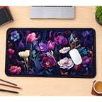 Purple and Magenta Nouveau Flowers desk mat — product mockup 1